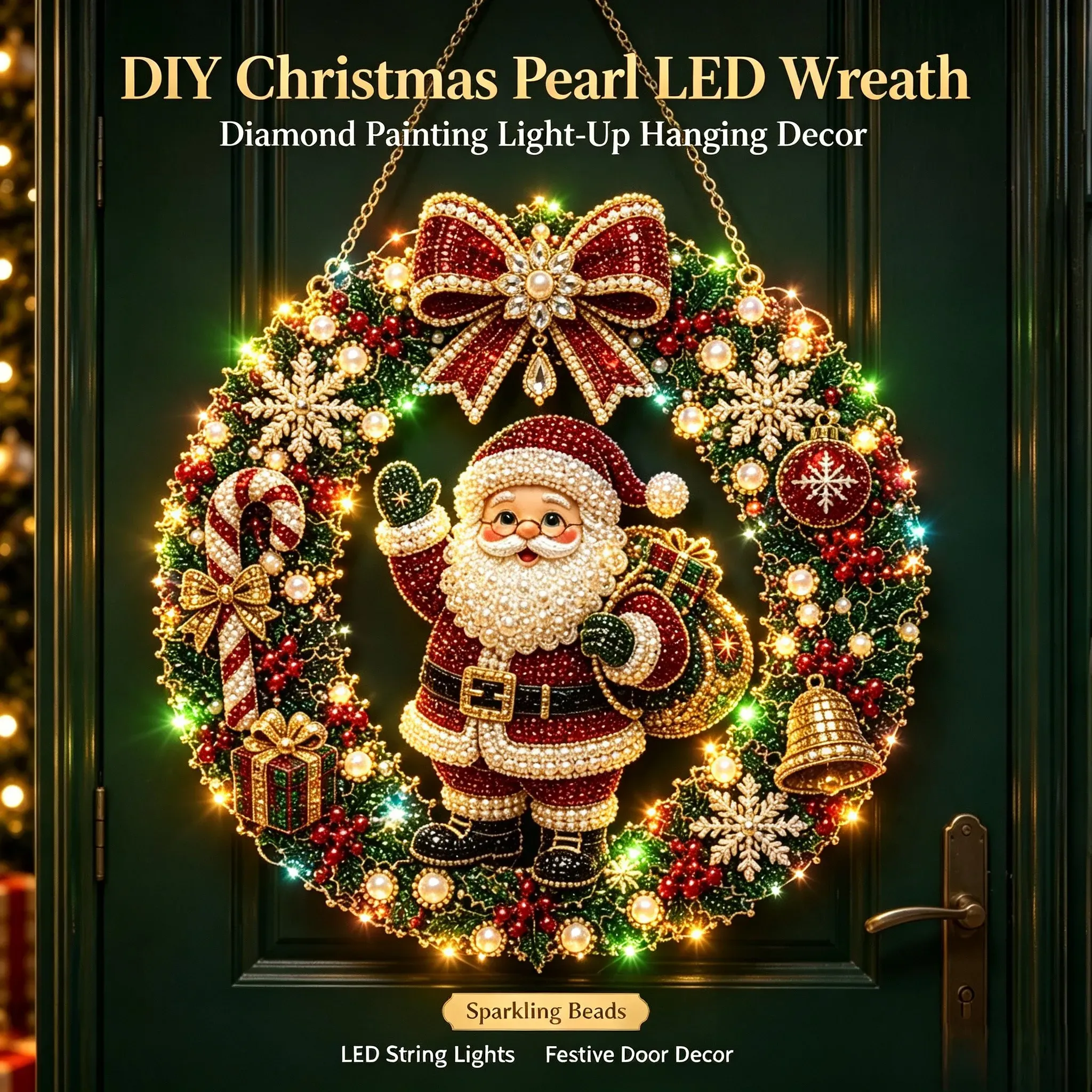 Sparkling pearl diamond Christmas wreath