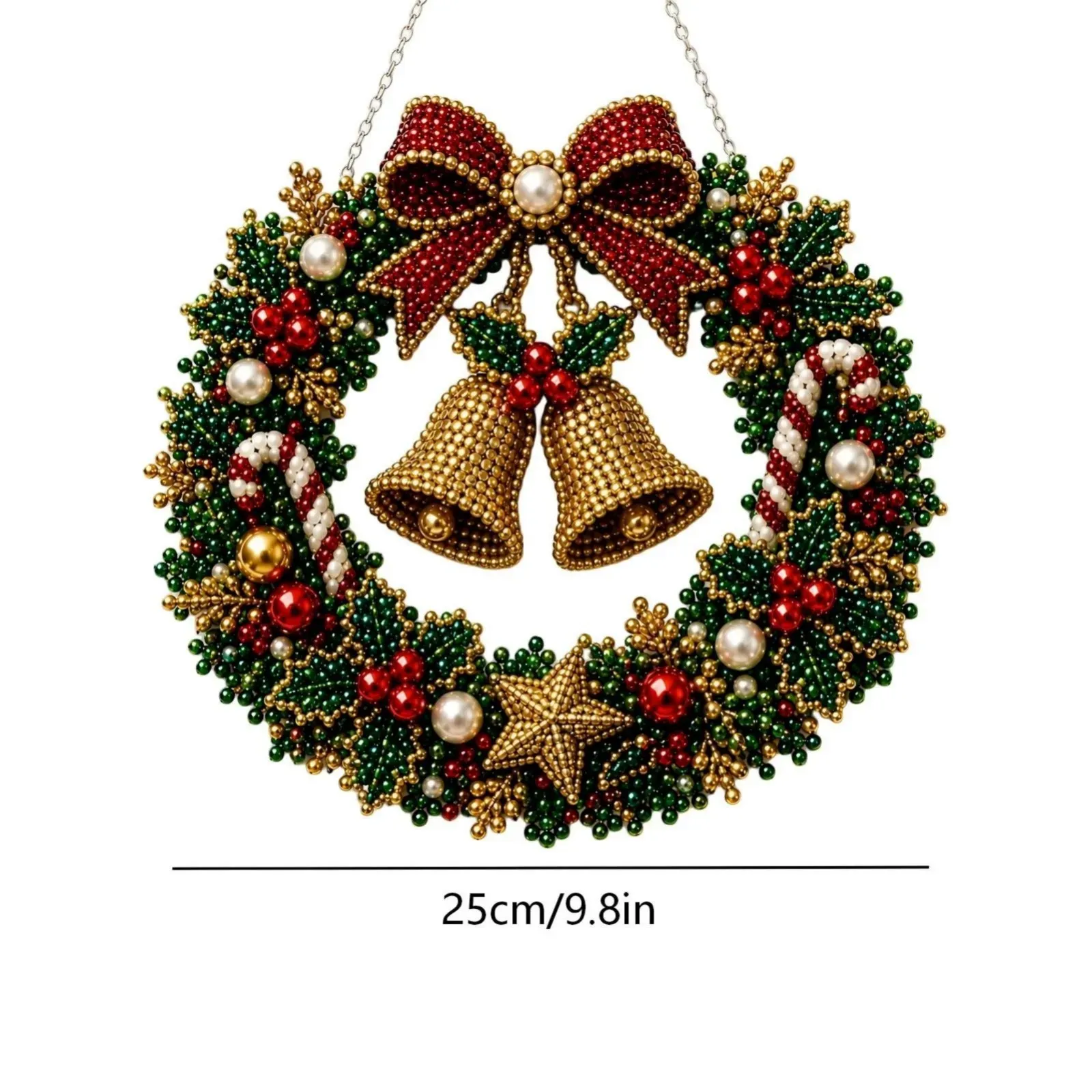 Christmas diamond painting wreath details