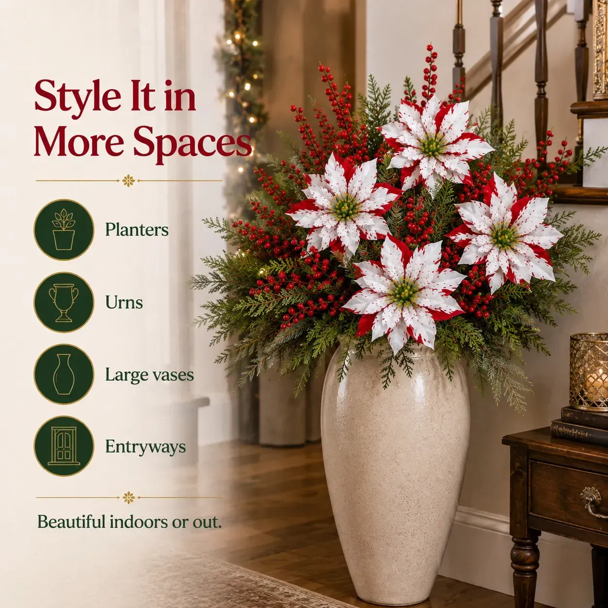 Artificial morning glory flowers styled as a decorative home and garden accent