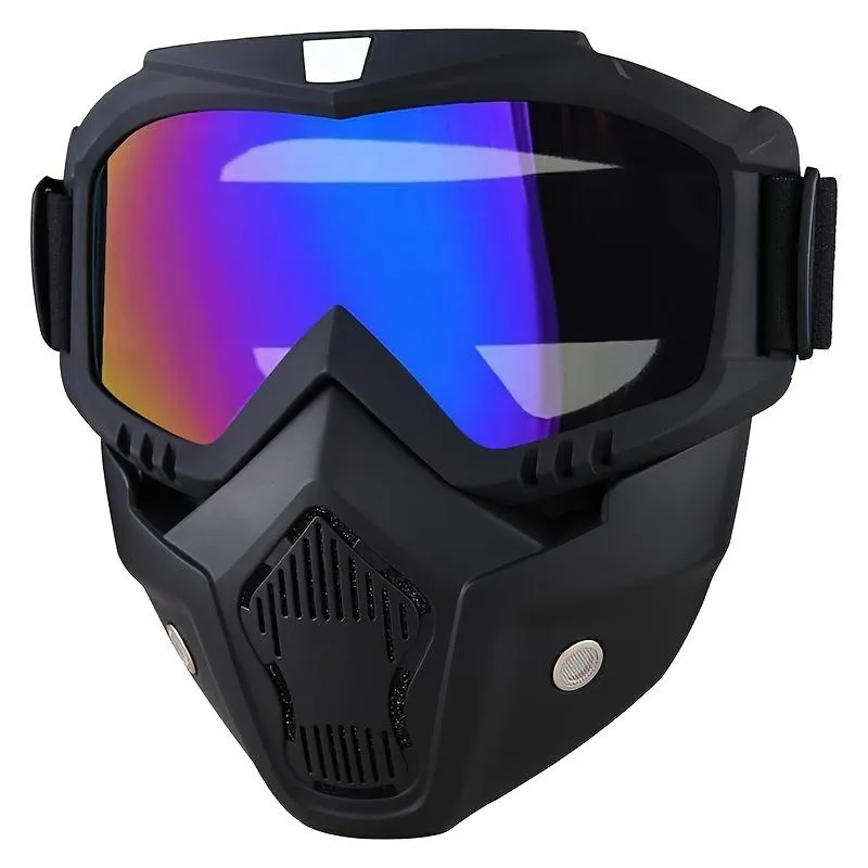 A Full-face Goggle with Anti-fog High-definition Lenses, a Detachable and Adjustable Ski Mask, and a Comfortable Sponge Pad - Made of Plastic.
