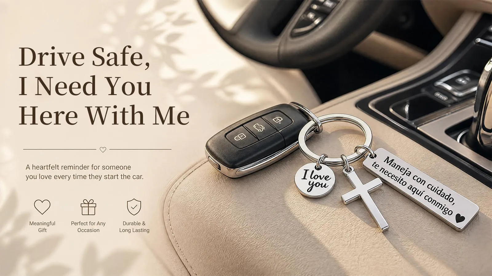 Detailed cross love keychain design