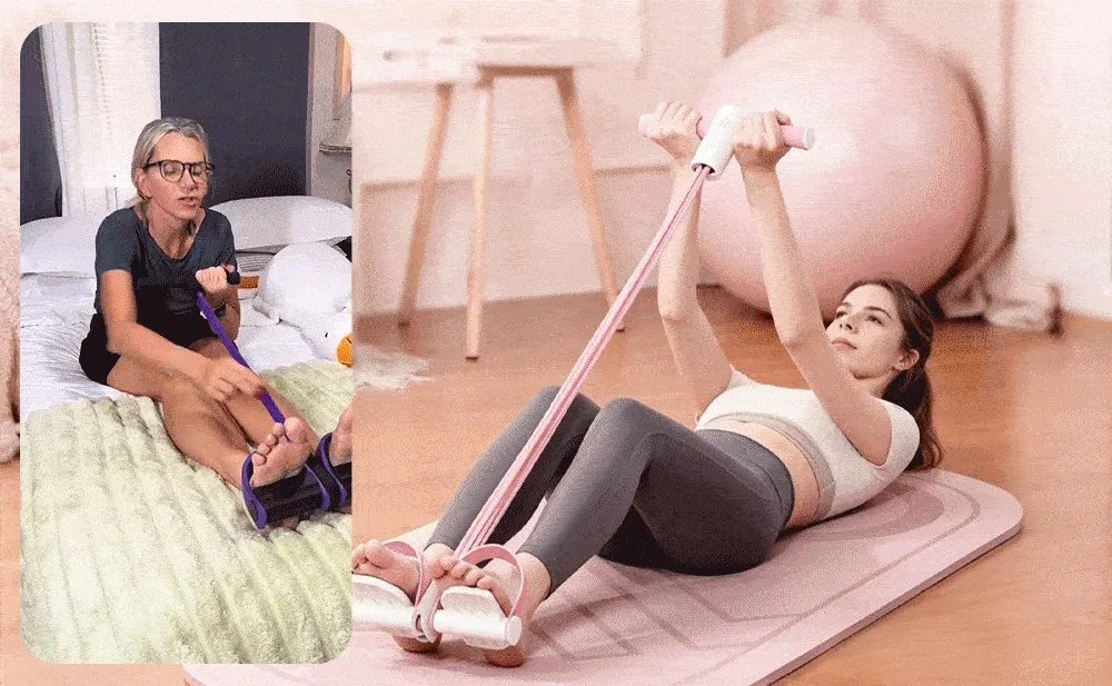 Quad-tube resistance band exercise demonstration