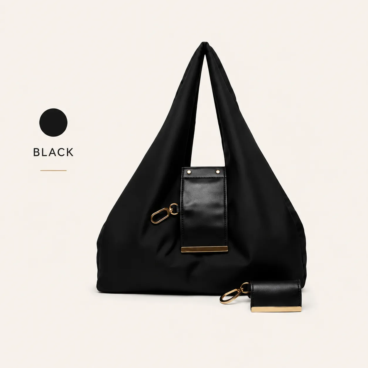 Toworkact™ Varelli Charm Transformable Bag – Stylish Vegan Leather Tote & Keychain Charm - Black