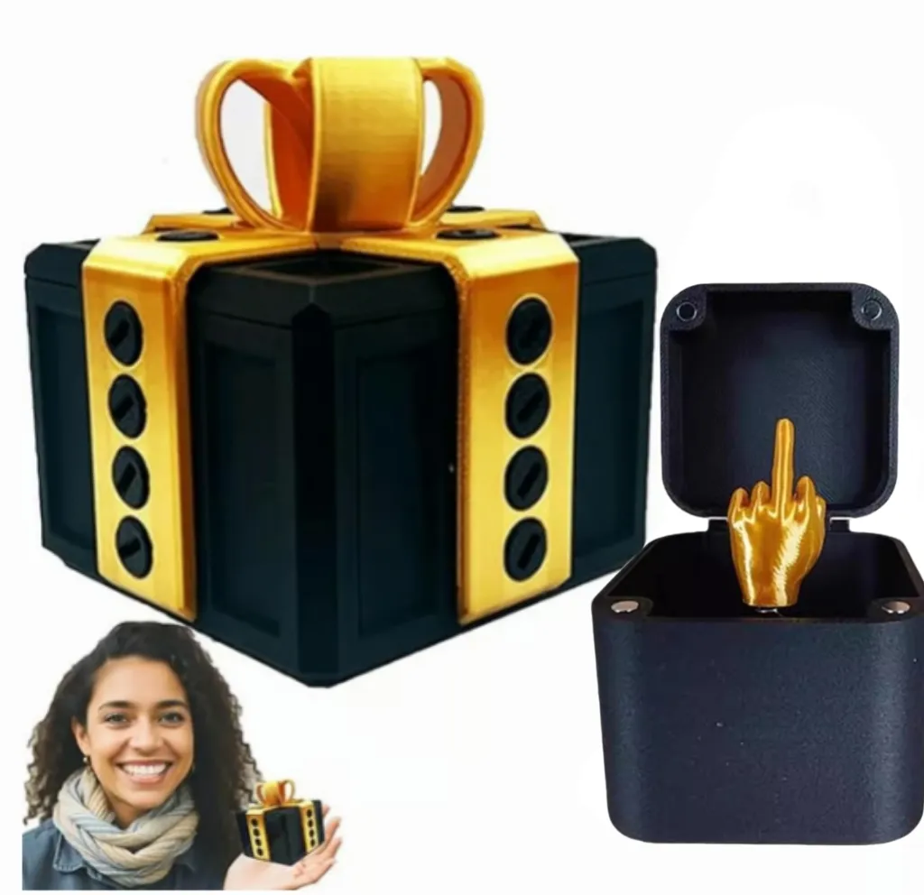 The Prank Box – Hilarious Screw Challenge with Middle Finger Surprise Perfect Gag Gift for All Occasions! - Black gold+Middle finger