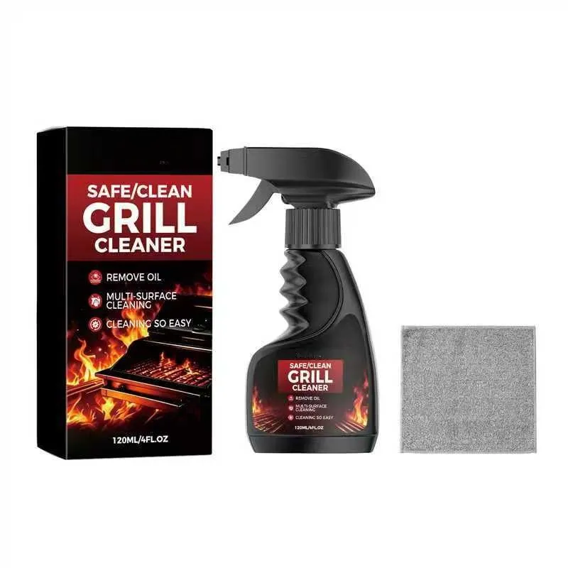 Grill Degreaser Cleaner Spray Molecular Decomposition For Stubborn Burnt Grease Stains - 120ml (4FL.OZ) x 1,towel x 1