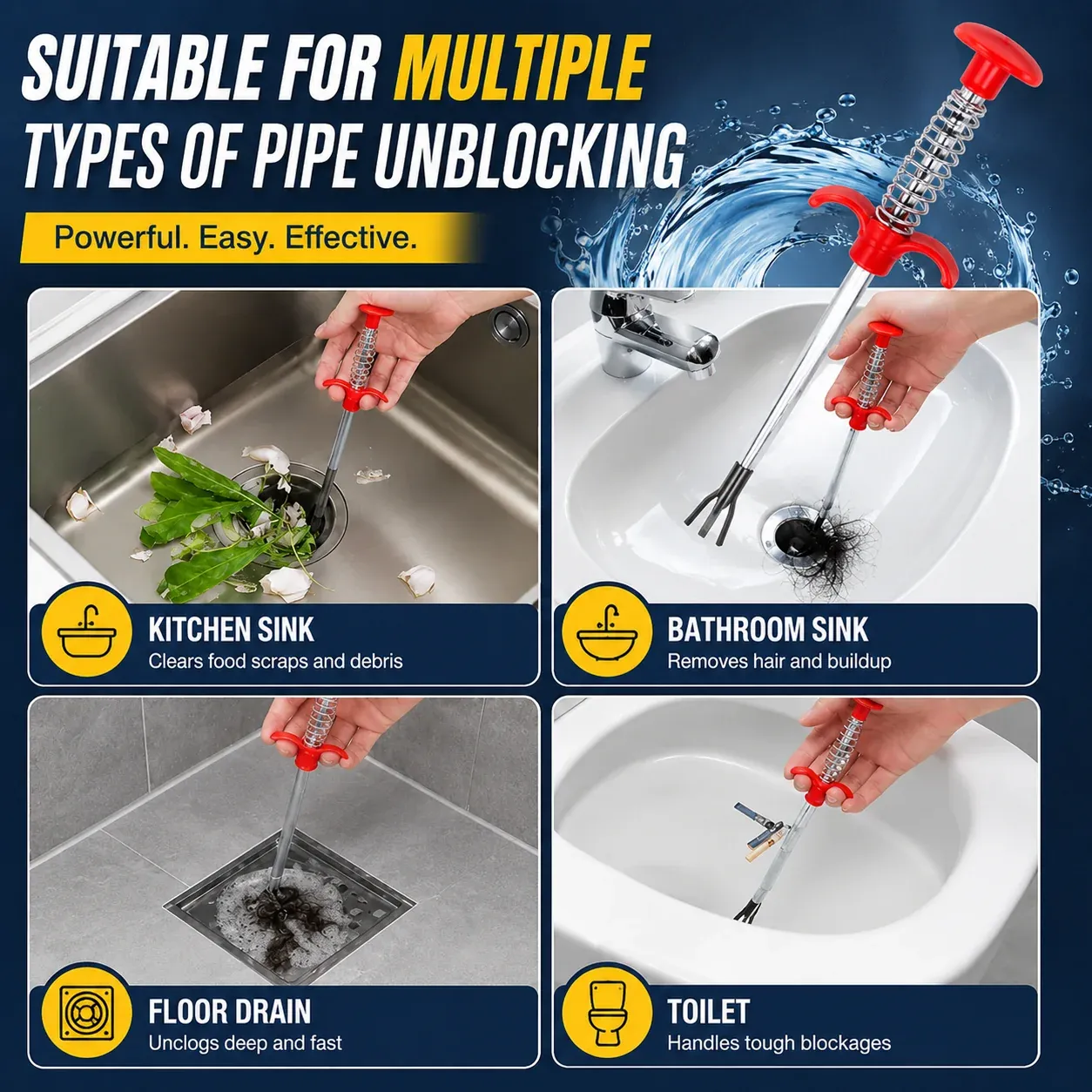 Professional manual drain cleaning tool