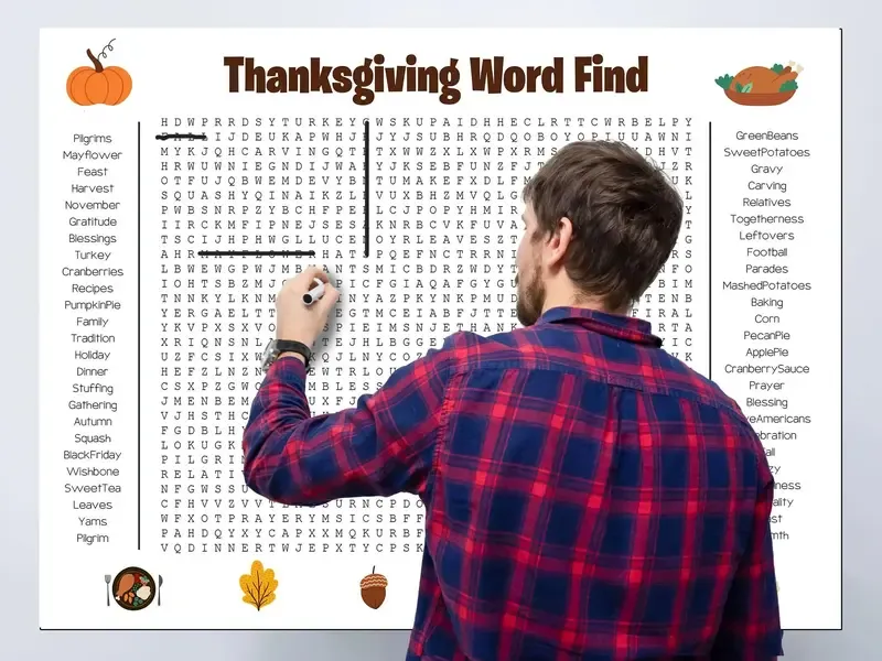 Jumbo Thanksgiving Word Search Poster
