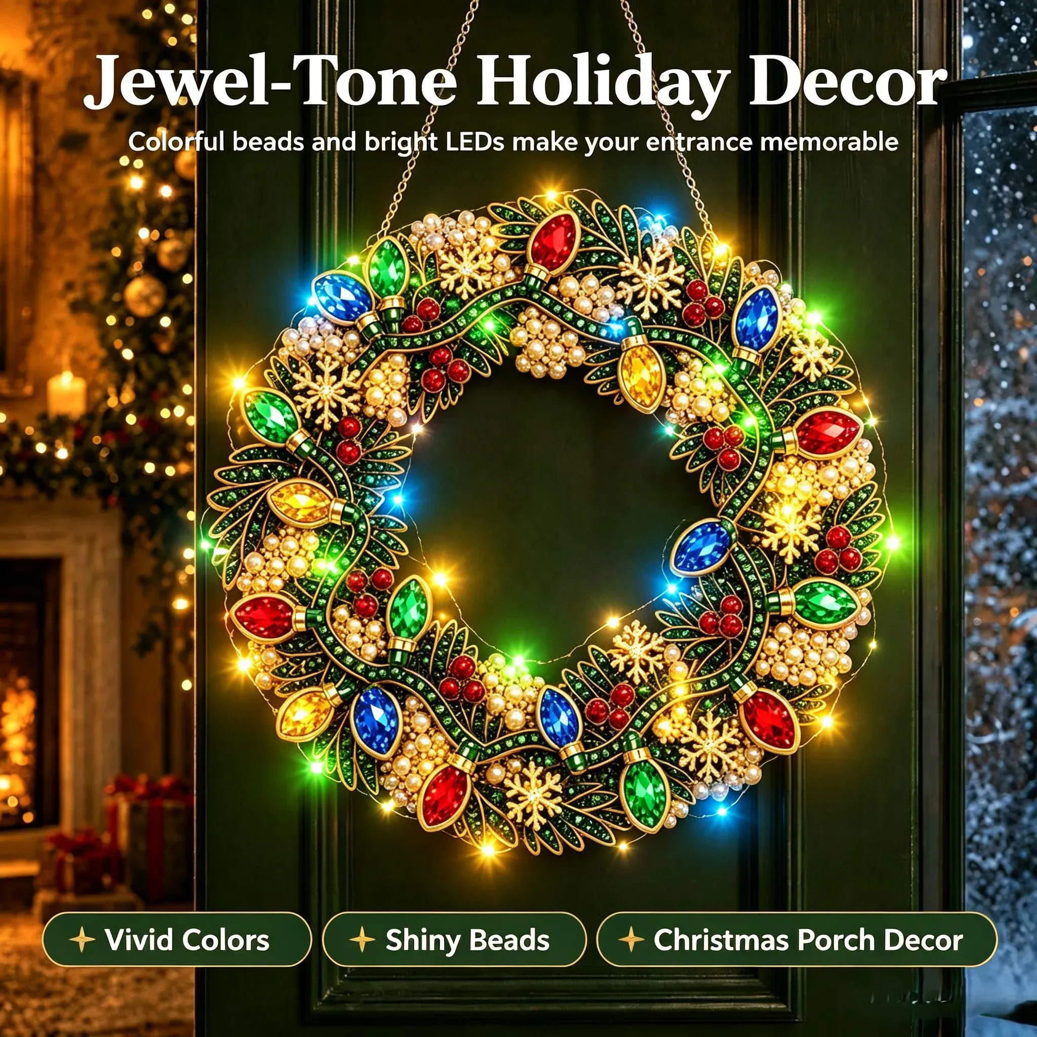 Christmas wreath ready for hanging display