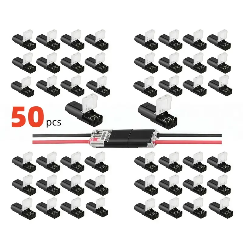 Double-Wire Plug-in Connector Led Light Strip Connectors 2 Pin - 50 Pcs