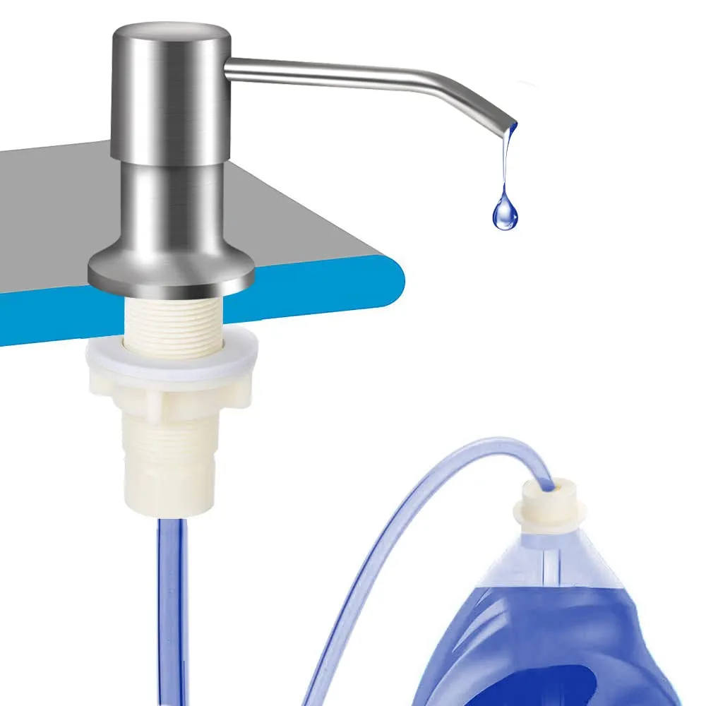 Built-in Sink Soap Dispenser with Extension Tube Kit - Silver
