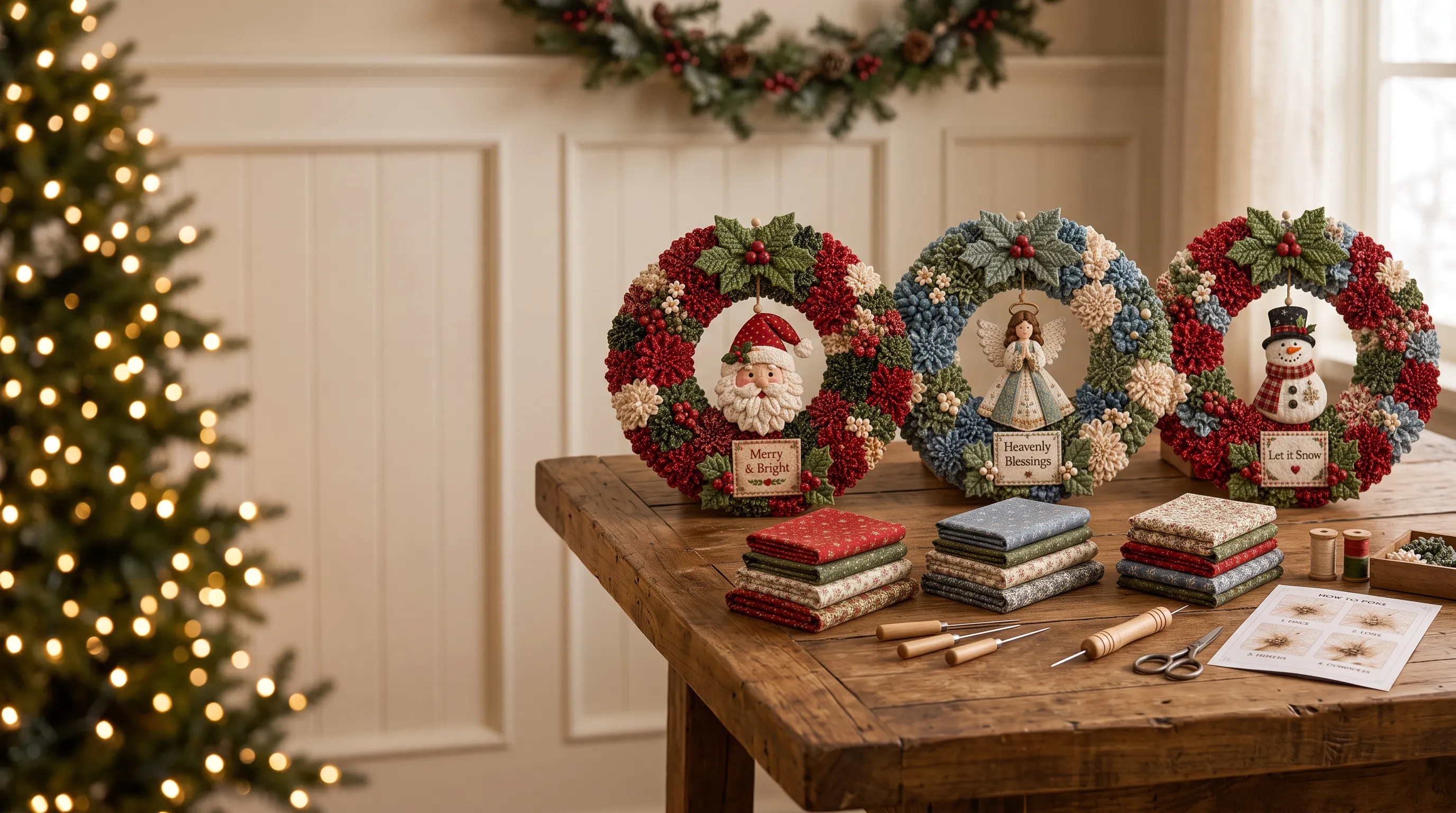 3D Fabric Poke Christmas Wreath DIY Kit