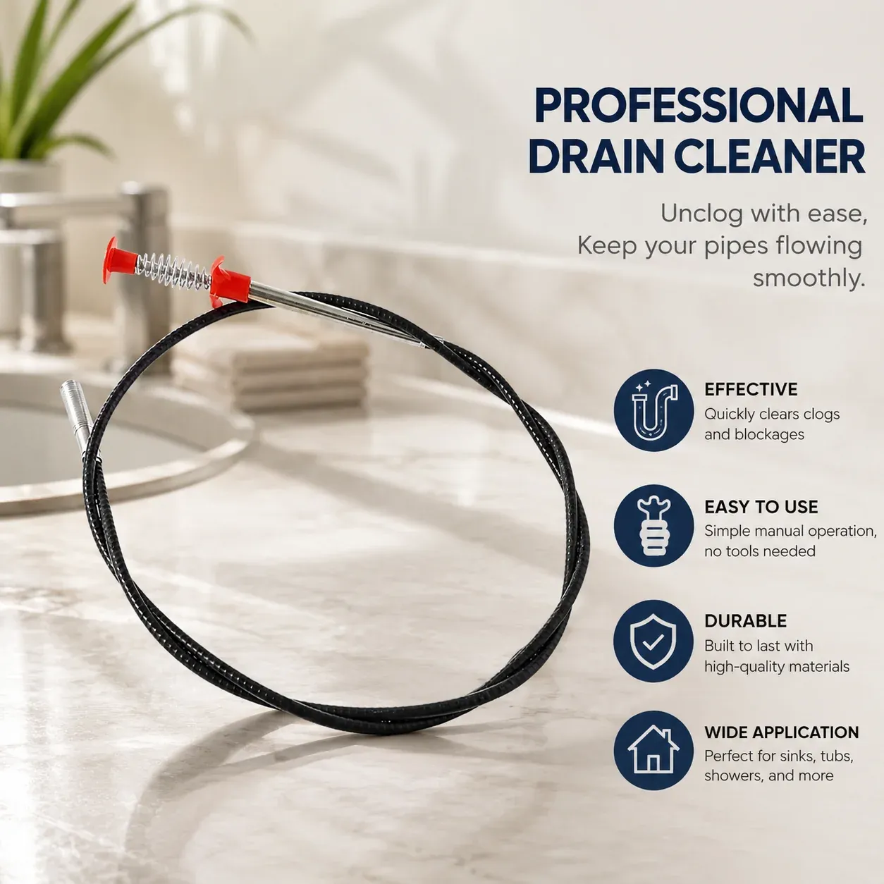 Drain cleaner for common household clogs